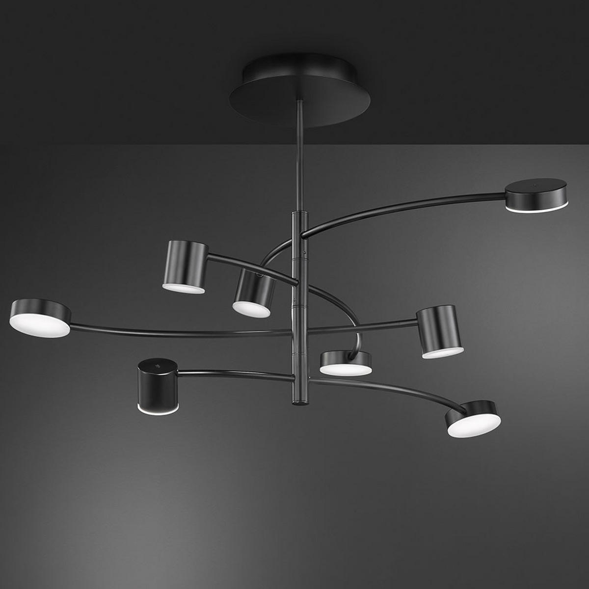 LED DECKENLEUCHTE Metall Schwarz 8 Flammig - Schwarz, Glas (100/100/54cm) - Wofi