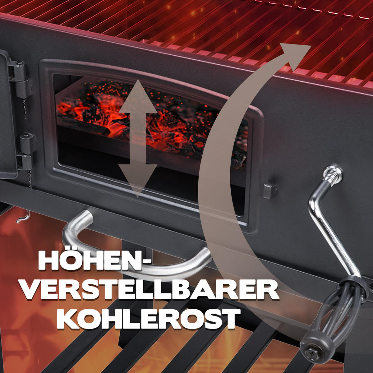 HOLZKOHLEGRILL HERO XL Set - Schwarz, Metall (124/113.5/66cm) - TAINO