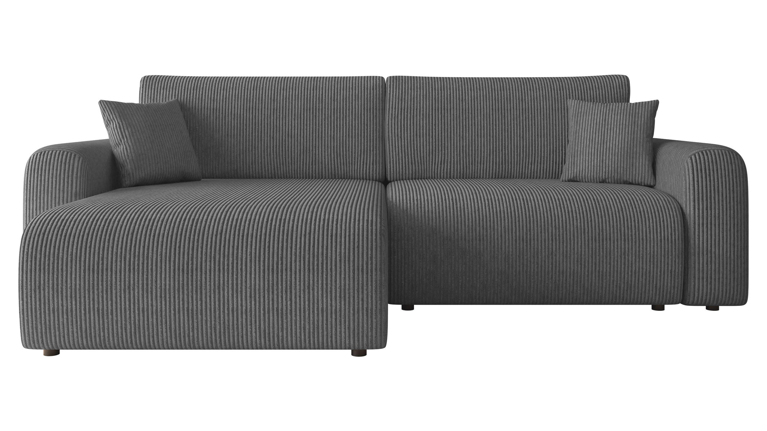 ECKSOFA Floryn L Cord - Schwarz/Grau, Holz/Kunststoff (245/145cm) - MIRJAN24