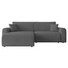 ECKSOFA Floryn L Cord - Schwarz/Grau, Holz/Kunststoff (245/145cm) - MIRJAN24
