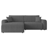 ECKSOFA Floryn L Cord - Schwarz/Grau, Holz/Kunststoff (245/145cm) - MIRJAN24
