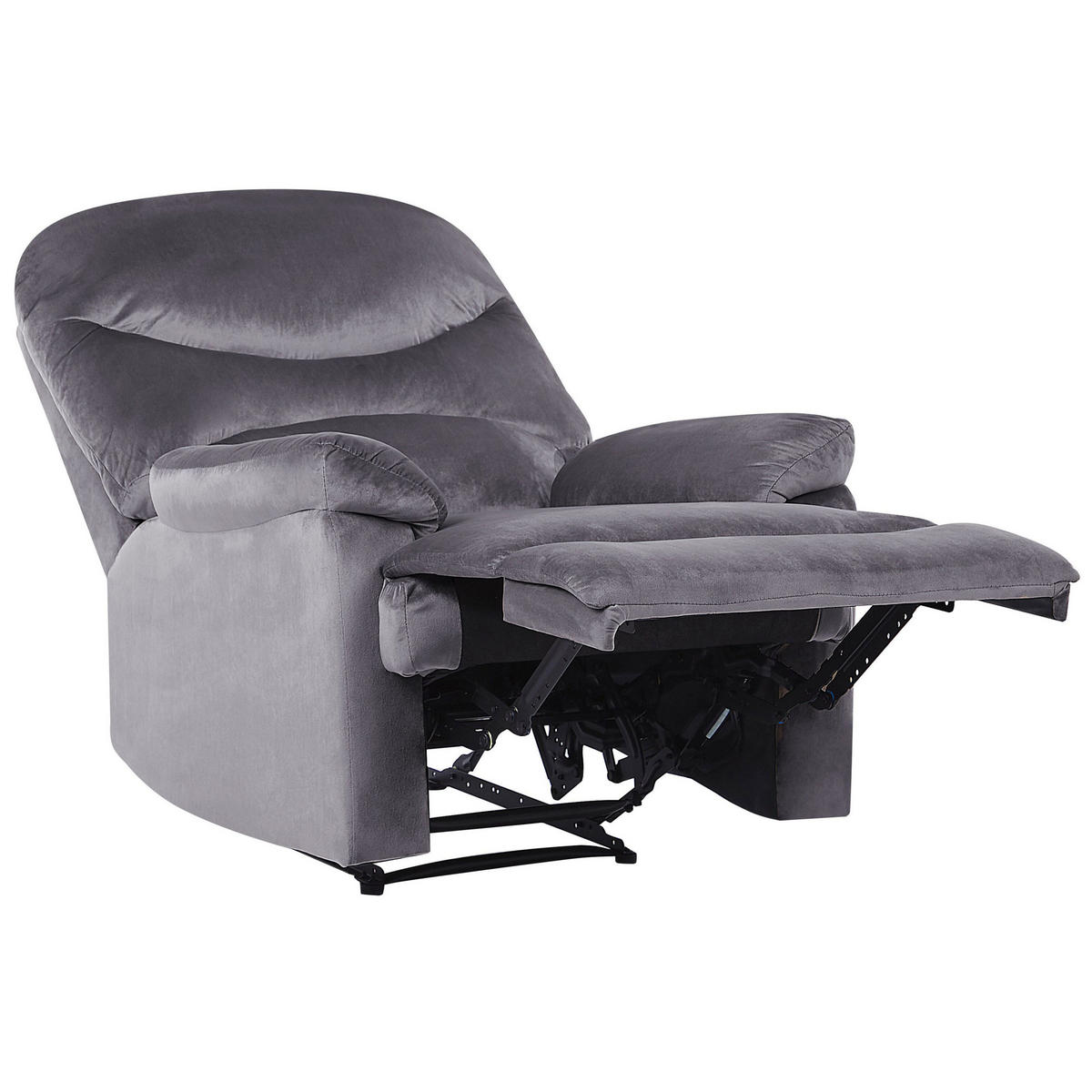 SESSEL Samtstoff grau verstellbar mit Fußstütze Eslov - Schwarz/Grau, Textil (85/103/90cm) - Beliani