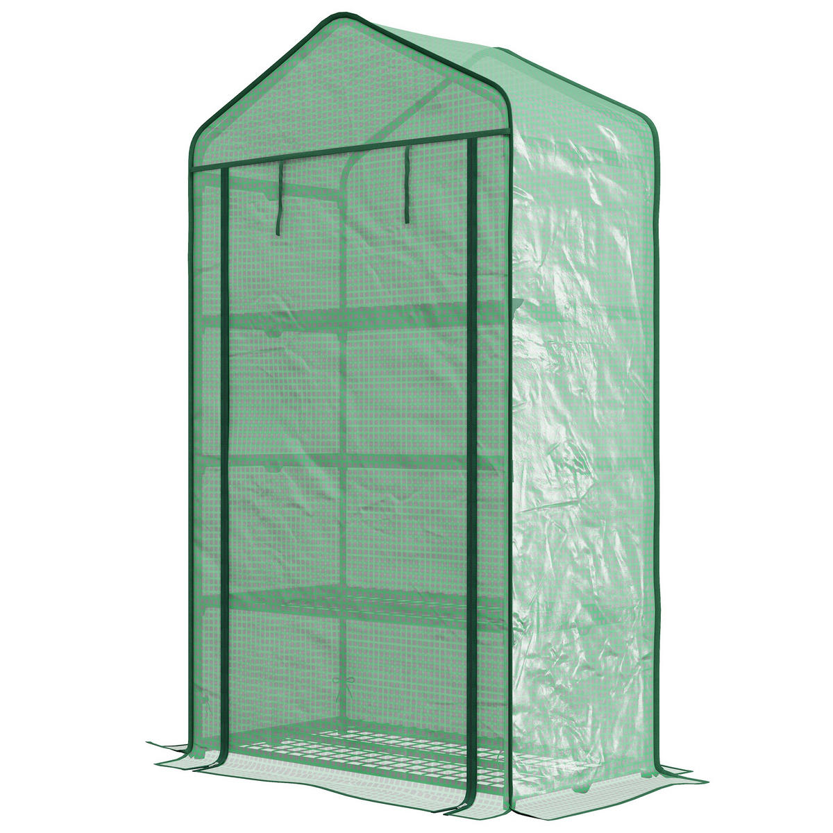 GEWÄCHSHAUS DE-11965 4 Etagen mit Tür Grün - Grün, Kunststoff (49/160/90cm) - ComfortXL