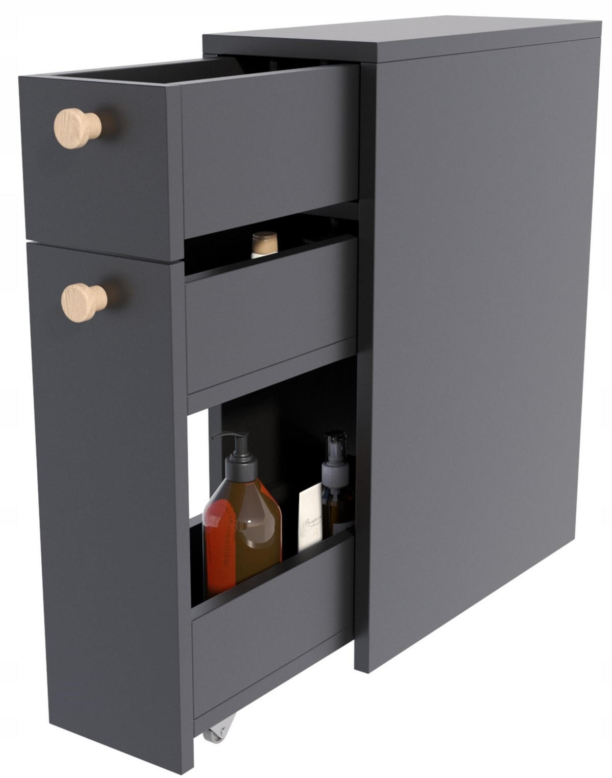 SCHRANK für Küche und Bad FRODO Schwarz 21/45/61,8 cm - Schwarz, Holzwerkstoff (21/61.8/45cm) - Matkam Möbel
