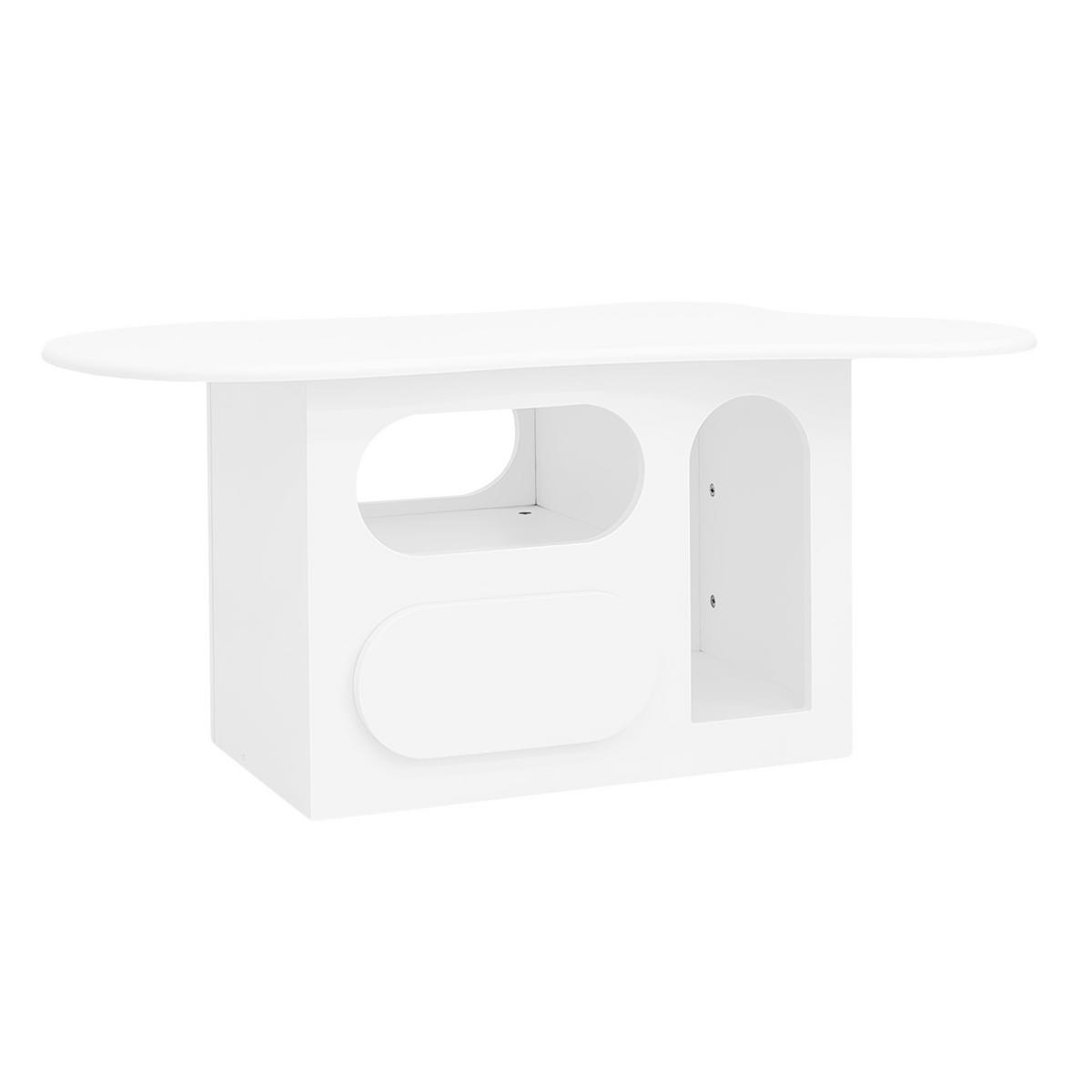 COUCHTISCH aus Spanplatte 97x45x43,5 cm Weiß mit Schubladen und offenen Ablagefächern - Weiß, Holzwerkstoff (97/45/43.5cm) - IVMEU