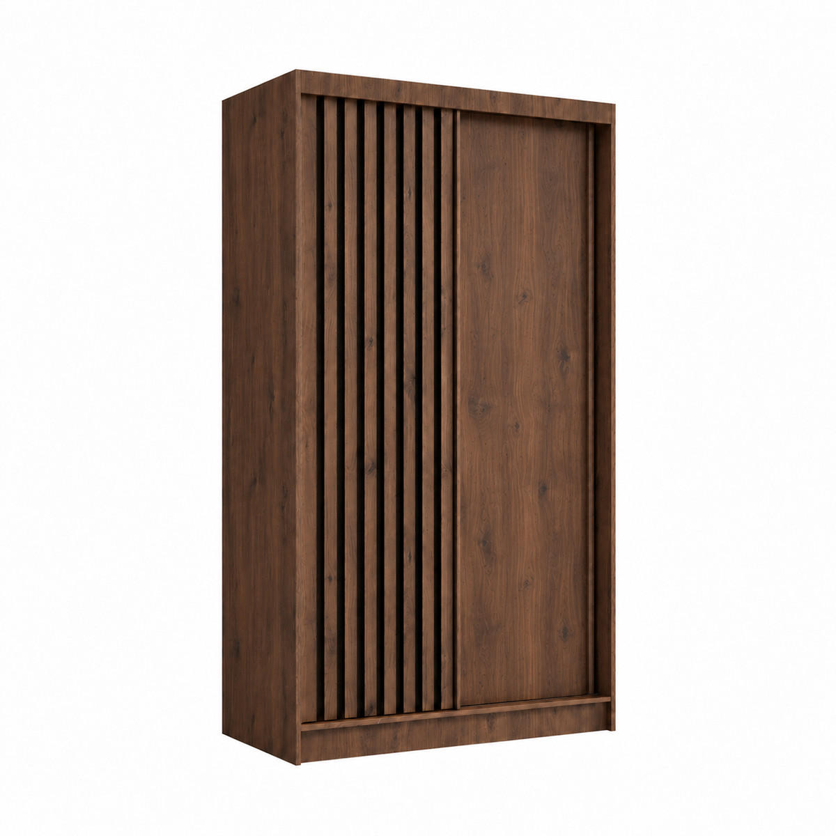 KLEIDERSCHRANK Lumil 120 cm Nussbaum Warmia 2 Schubl. Griffe schwarz - Nussbaumfarben, Holzwerkstoff (120/216/61cm) - KS Home Concept