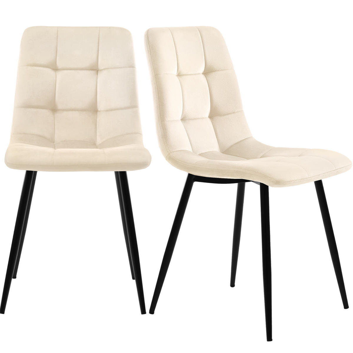 ESSGRUPPE 5-teilig mit rechteckigem Esstisch und vier beigen Samtstühlen als modernes Küchen-Essset, weiß-beige - Beige, Holzwerkstoff (68/75/117cm) - Luhomfu