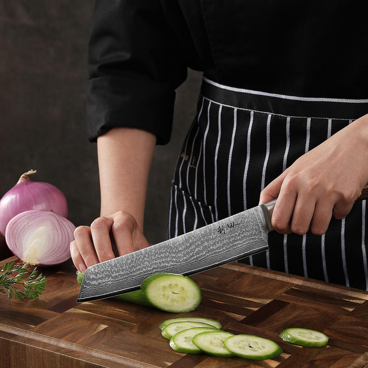 TANTO Chefmesser I EDIB - Braun, Holz/Metall (30cm) - Wakoli