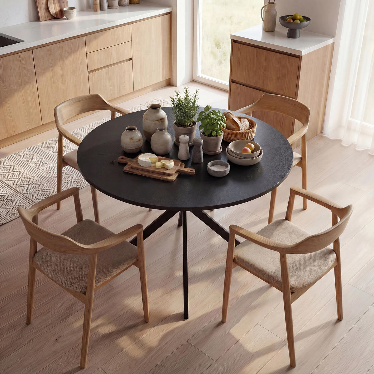 ESSTISCH Spanplatte Stahl Schwarz - Schwarz, Metall (100/100/75cm) - HOMCOM