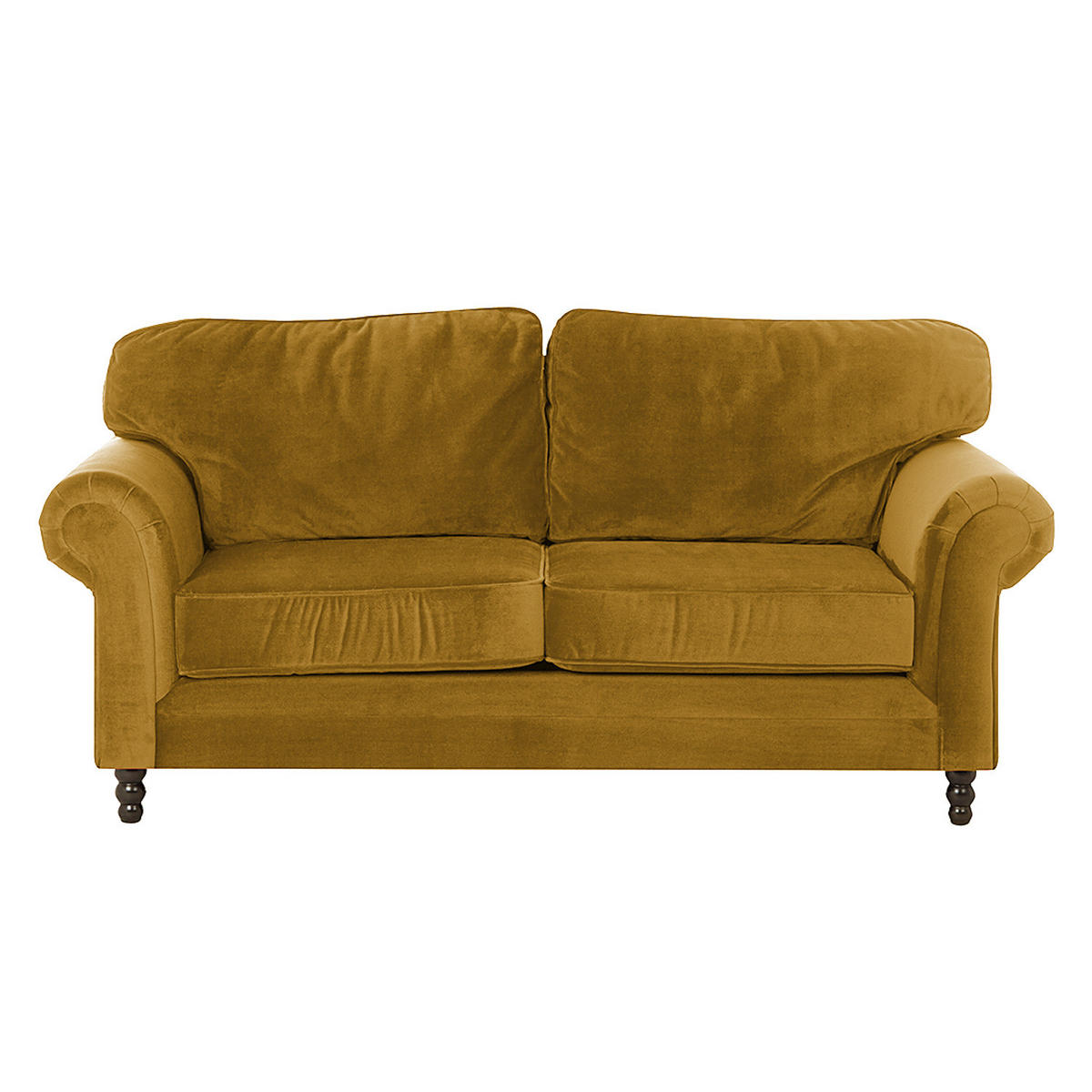 3-SITZER SOFA - Samt - Gelb, Textil (202/93/100cm) - home24