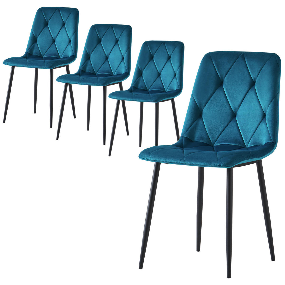 STUHL VICKA Petrol 4 Stück - Petrol, Textil/Metall (44/85/55cm) - B&D Home