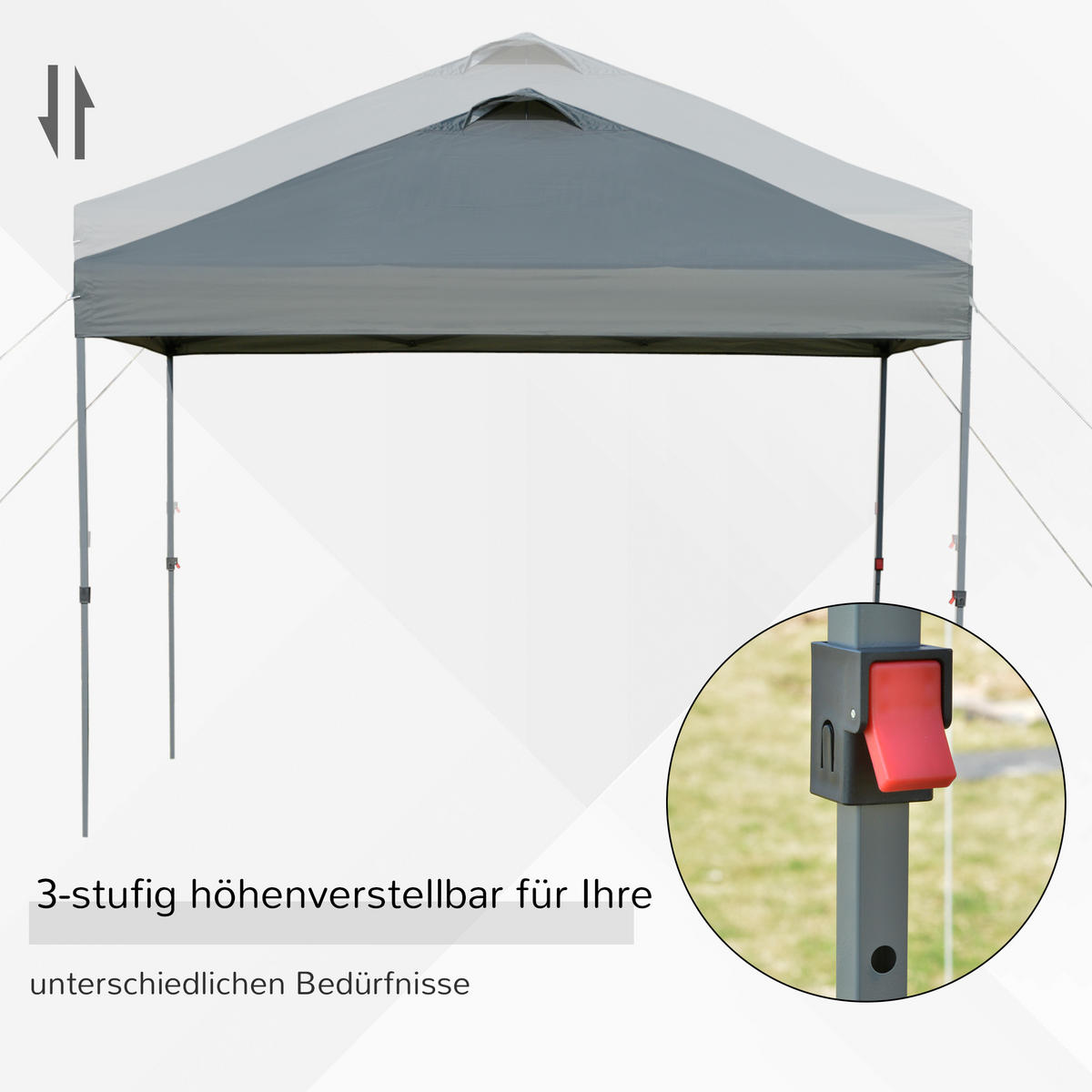 PAVILLON ca. 3x3m - Dunkelgrau, Kunststoff (295/264/295cm) - Outsunny