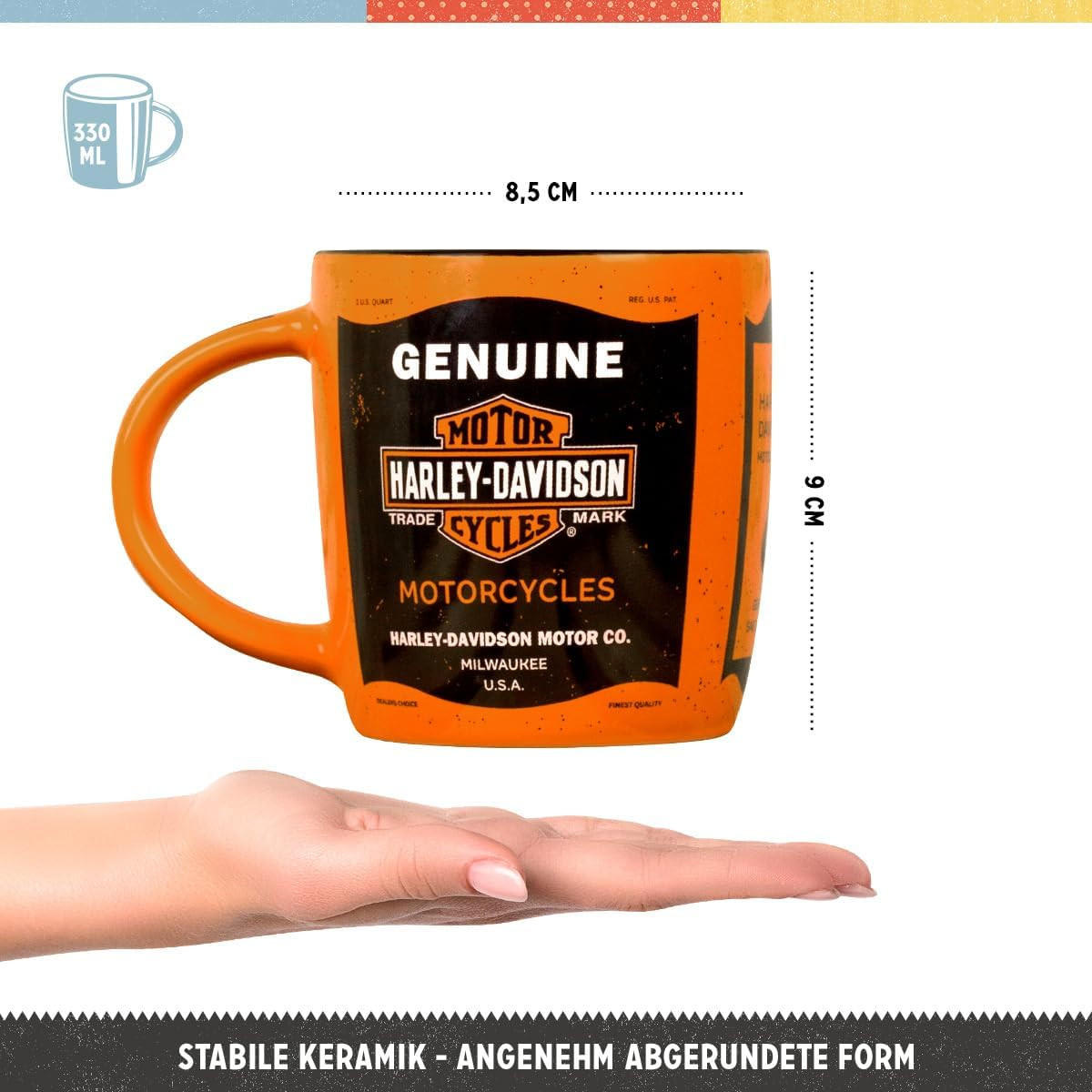 KAFFEETASSE 330 ml Harley-Davidson Genuine Motorcycles - Multicolor, Keramik (0.33L) - Nostalgic-Art