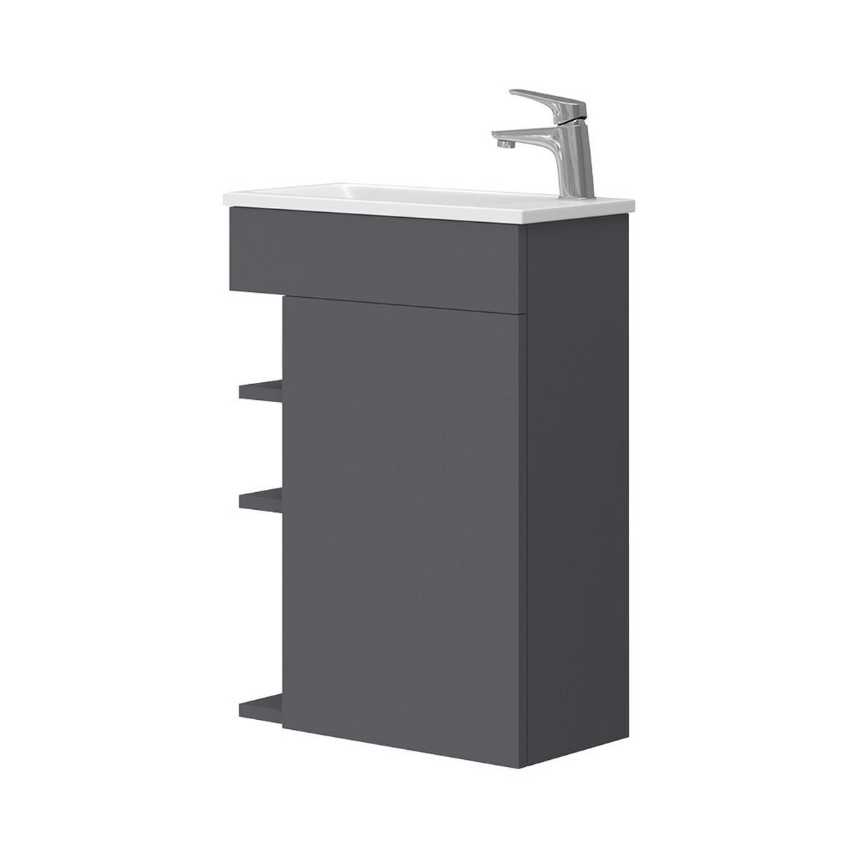 BADMÖBEL-SET Amadeo Anthrazit 2 Teile, mit Waschbecken - Anthrazit, Holzwerkstoff (50/70/25cm) - Vicco
