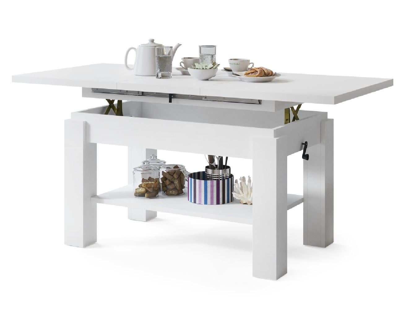 COUCHTISCH rechteckig Weiß ausziehbar höhenverstellbar - Weiß, Holzwerkstoff (68/110/59cm) - designimpex