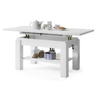 COUCHTISCH rechteckig Weiß ausziehbar höhenverstellbar - Weiß, Holzwerkstoff (68/110/59cm) - designimpex