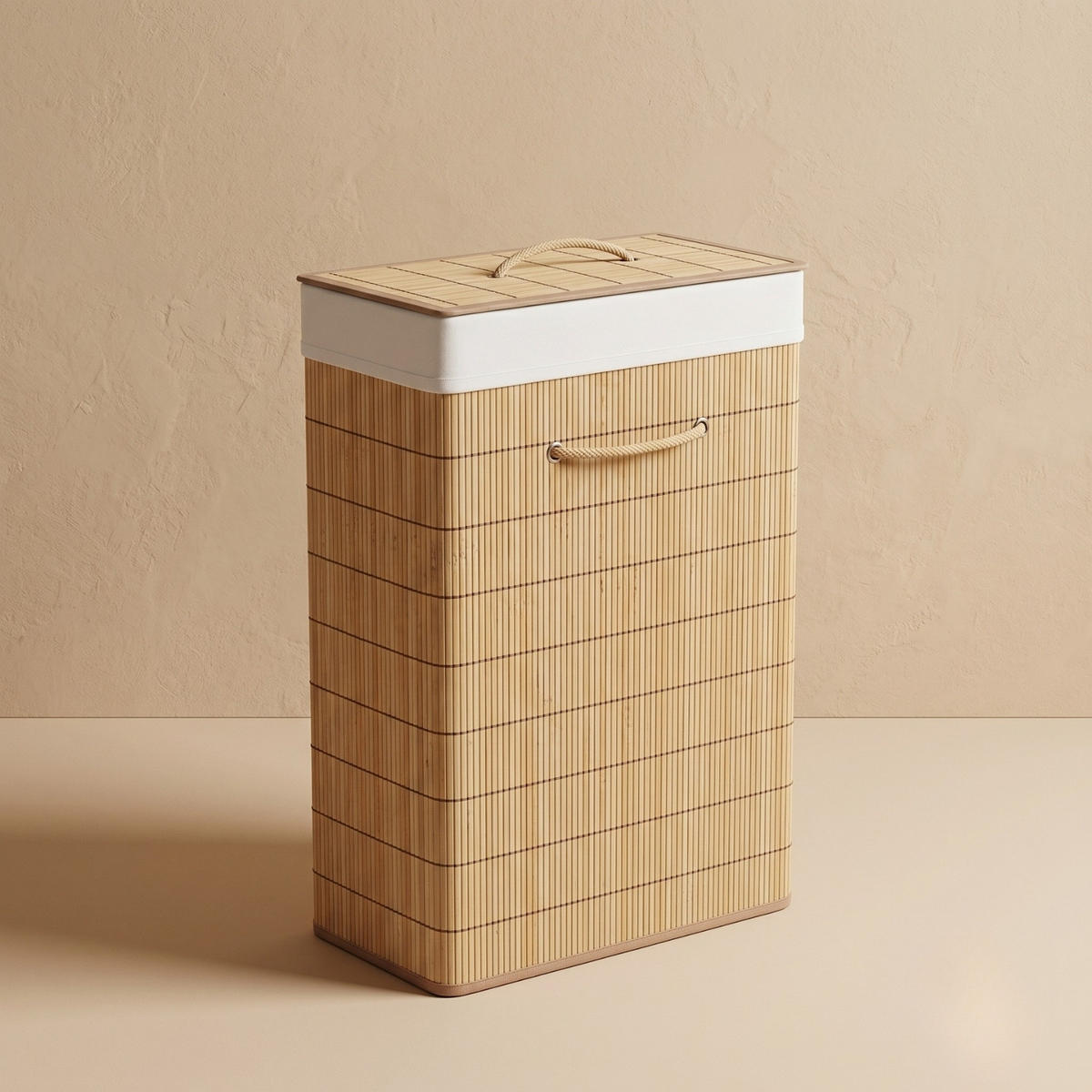WÄSCHEKORB aus Bambus 40/19/57 cm - Beige, Naturmaterialien (19/57/40cm) - NUXIO