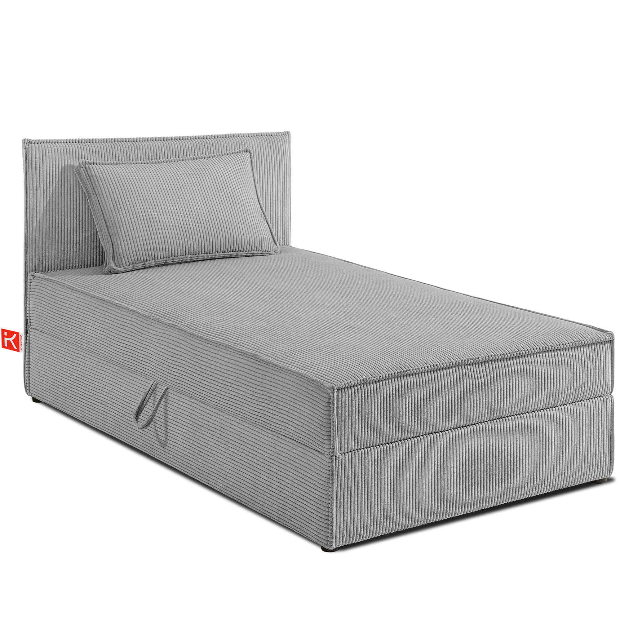 BOXSPRINGBETT ROTI Einzelbett, hellgrau - Hellgrau/Schwarz, Holz/Holzwerkstoff (80/200cm) - KONSIMO®