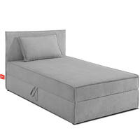 BOXSPRINGBETT ROTI Einzelbett, hellgrau - Hellgrau/Schwarz, Holz/Holzwerkstoff (80/200cm) - KONSIMO®