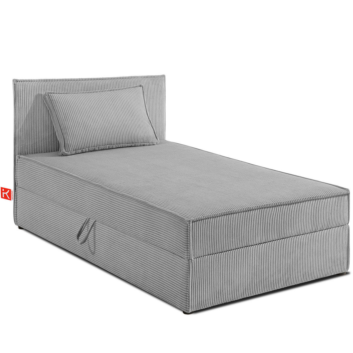 BOXSPRINGBETT ROTI Einzelbett, hellgrau - Hellgrau/Schwarz, Holz/Holzwerkstoff (80/200cm) - KONSIMO®