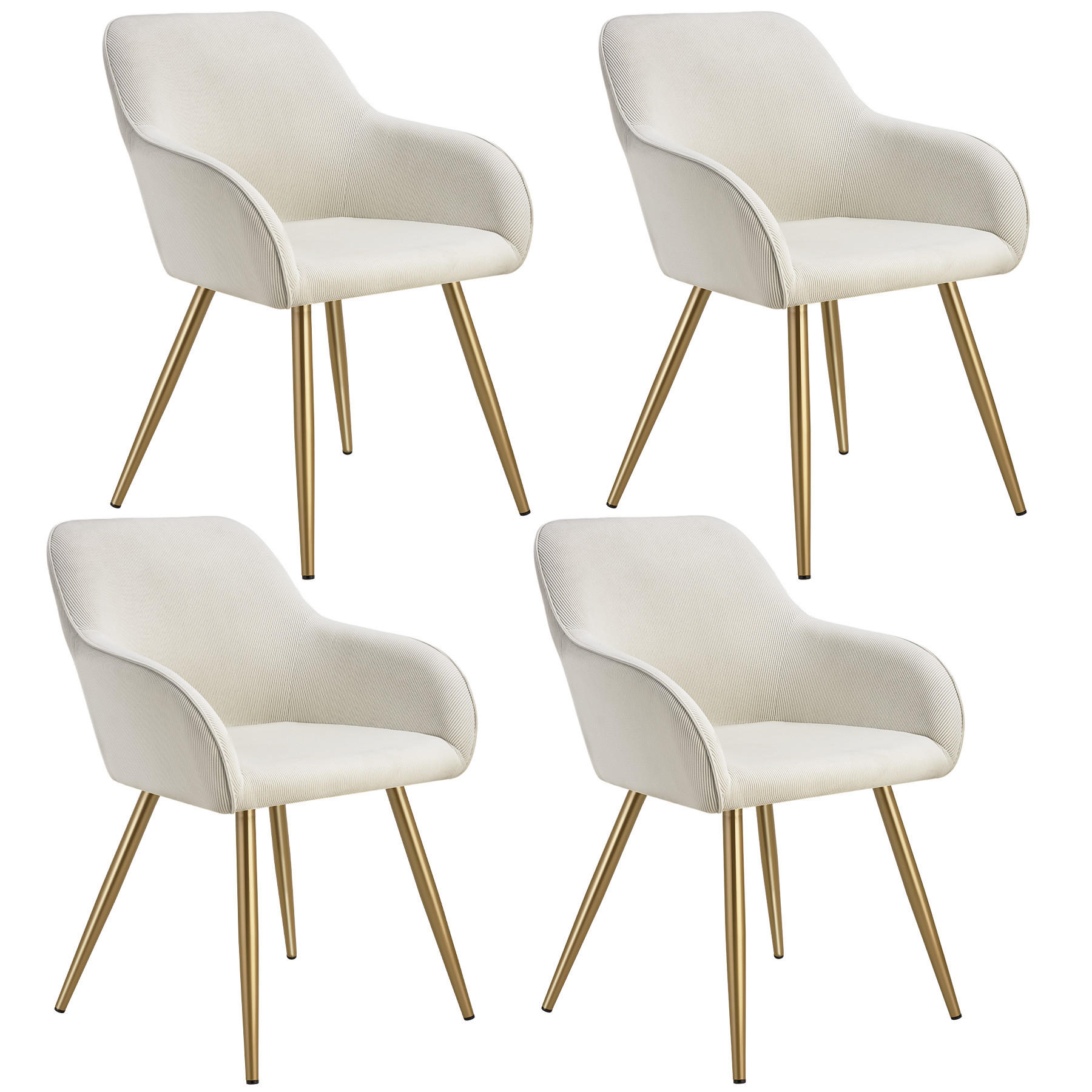 ESSZIMMERSTUHL 4er Set Marilyn 58 x 62 x 82 cm creme/gold - Goldfarben/Creme, Kunststoff (62/82/58cm) - tectake