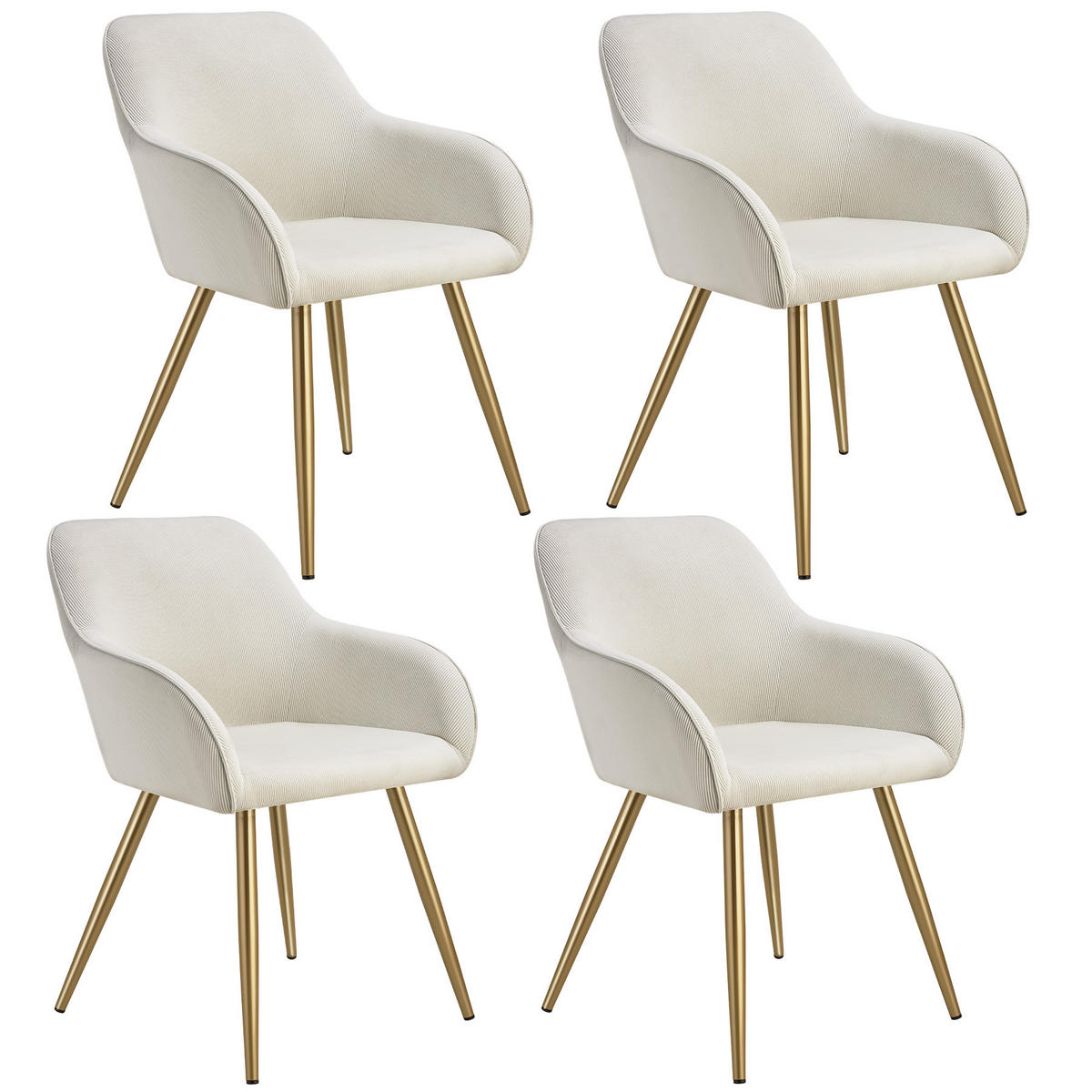 ESSZIMMERSTUHL 4er Set Marilyn 58 x 62 x 82 cm creme/gold - Goldfarben/Creme, Kunststoff (62/82/58cm) - tectake