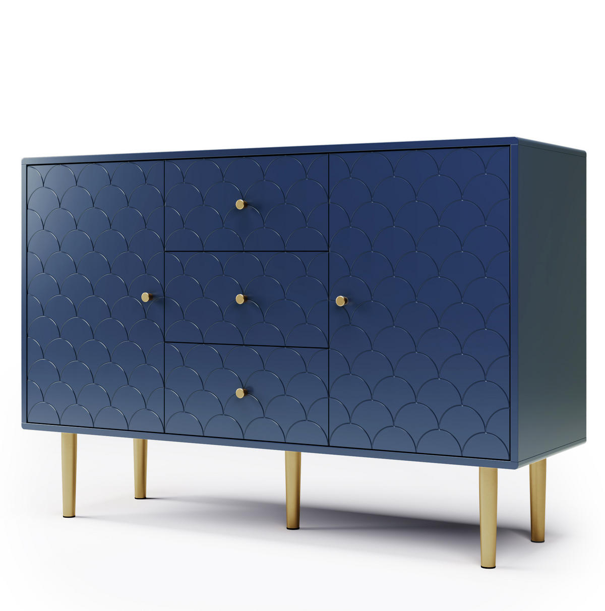 KOMMODE mit 2 Türen und 3 Schubladen 120 x 40 x 83 cm Marineblau - Blau, Metall (40/83/120cm) - Meubliv