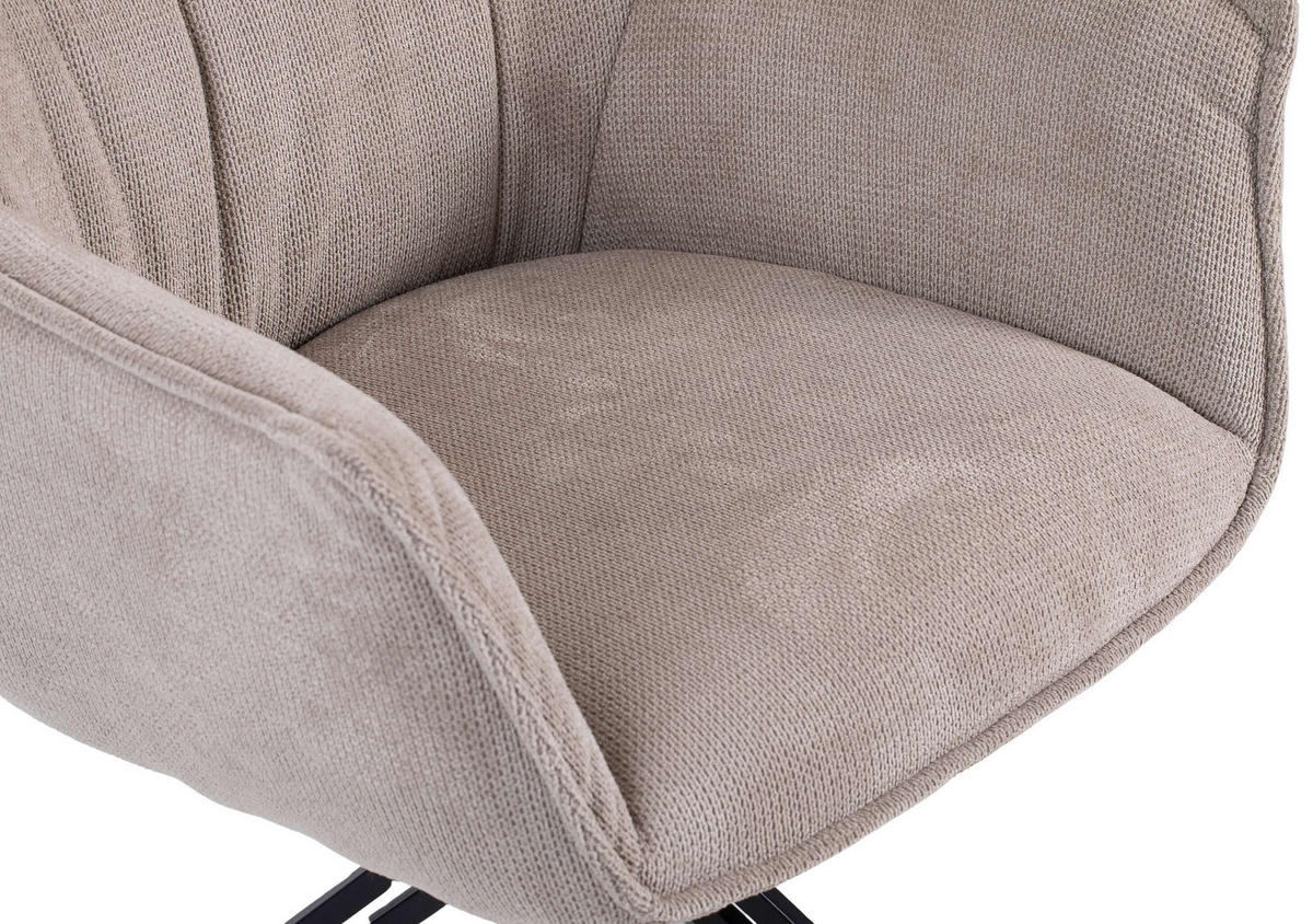 ESSZIMMERSTUHL Ginosa drehbar 60/90/64 cm - Beige/Schwarz, Textil/Metall (62/90/66cm) - Mr. Deko