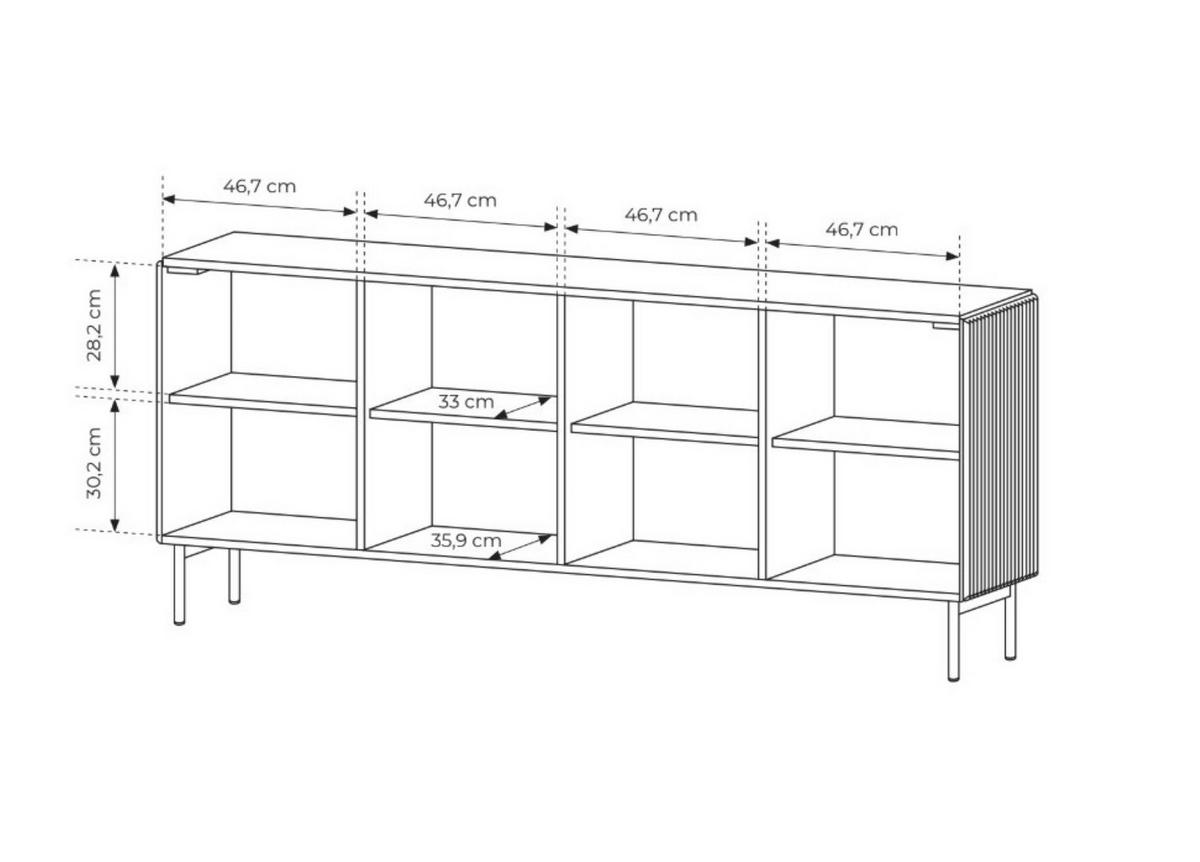 SIDEBOARD Tutti Kaschmir, viertürige - Kaschmir, Holzwerkstoff/Metall (195/81/40cm) - Bettso