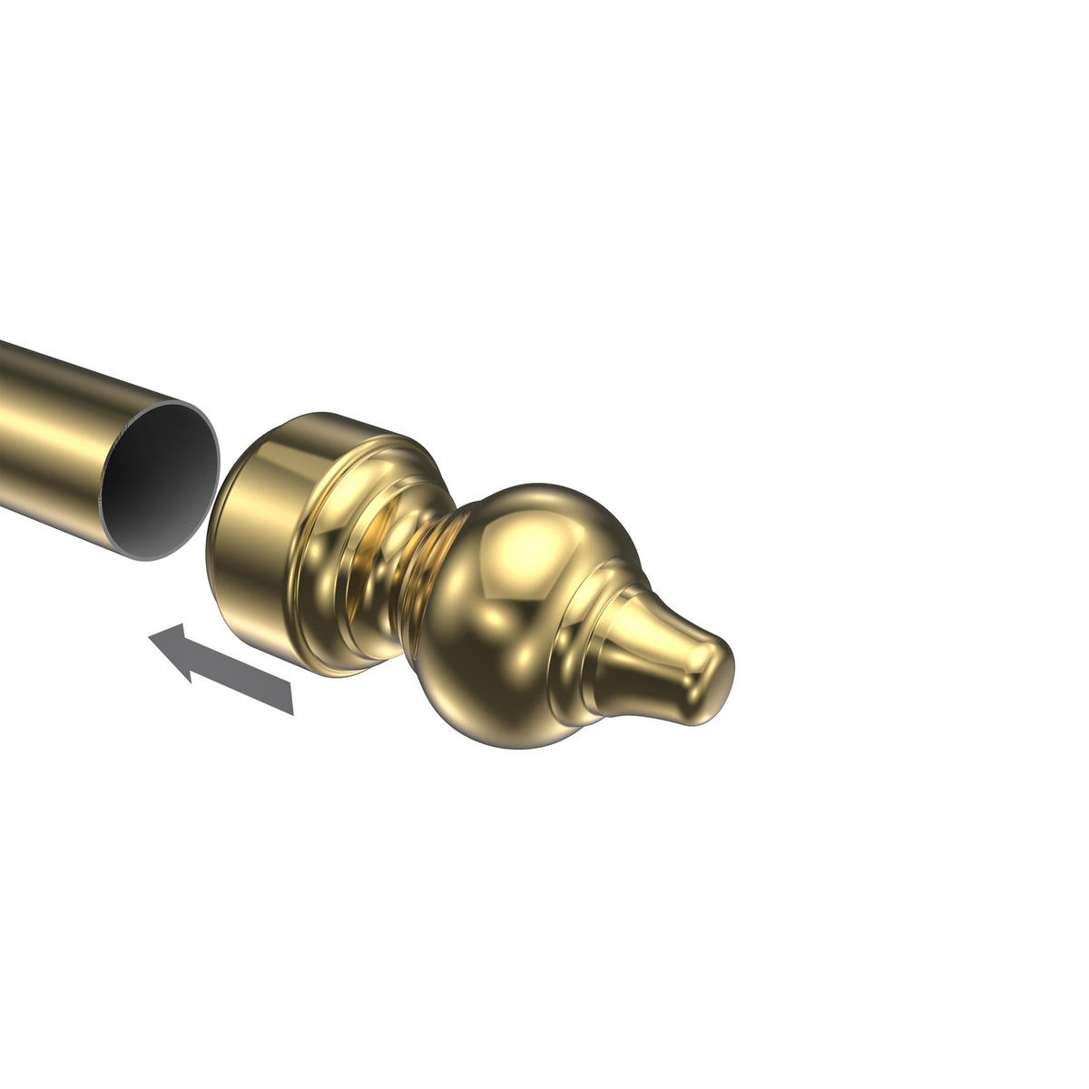 ENDSTÜCKE FÜR GARDINENSTANGEN 28 mm Ø, Rondo Messing-farbig, Packung 2 Stück - Messingfarben, Kunststoff (8.8/4.3/4.3cm) - INTERDECO