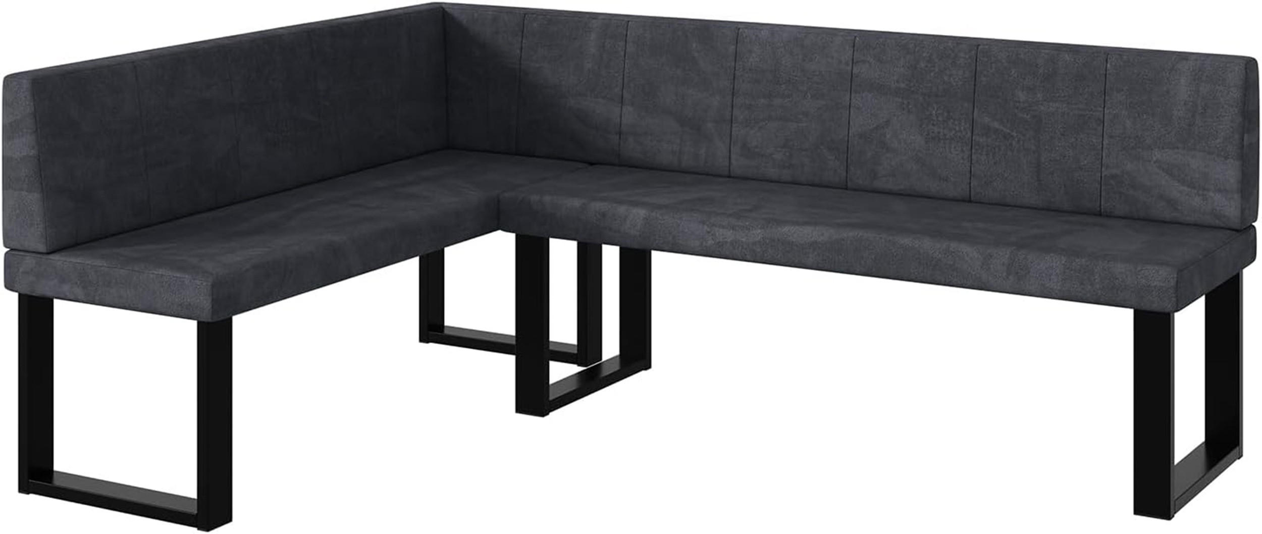Meblini Eckbank Dunkelgrau 196x142 cm