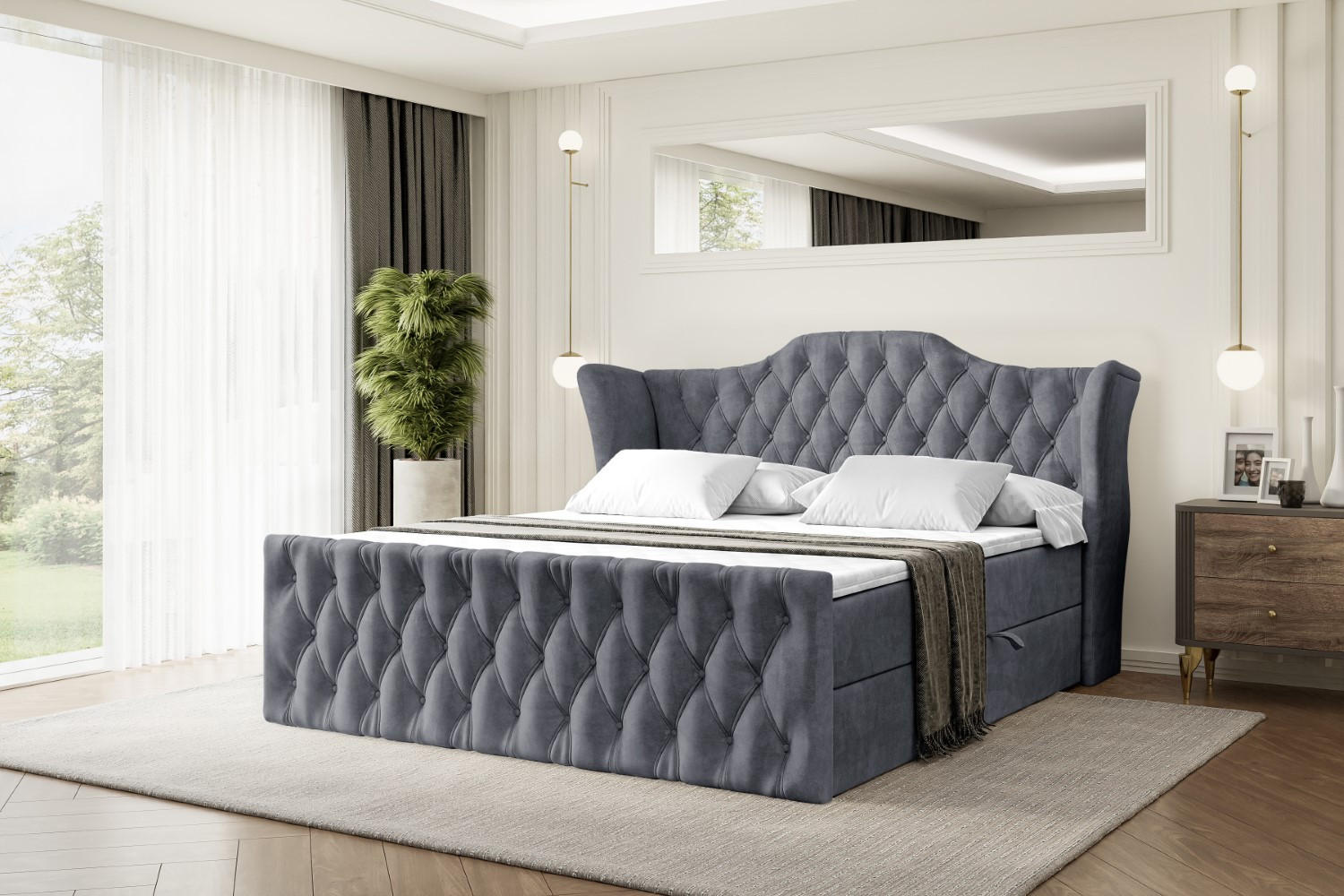 BOXBETT VILA-Z - 180x200 cm - H4 - Dunkelgrau - Dunkelgrau, Holzwerkstoff (180/200cm) - ALTDECOR