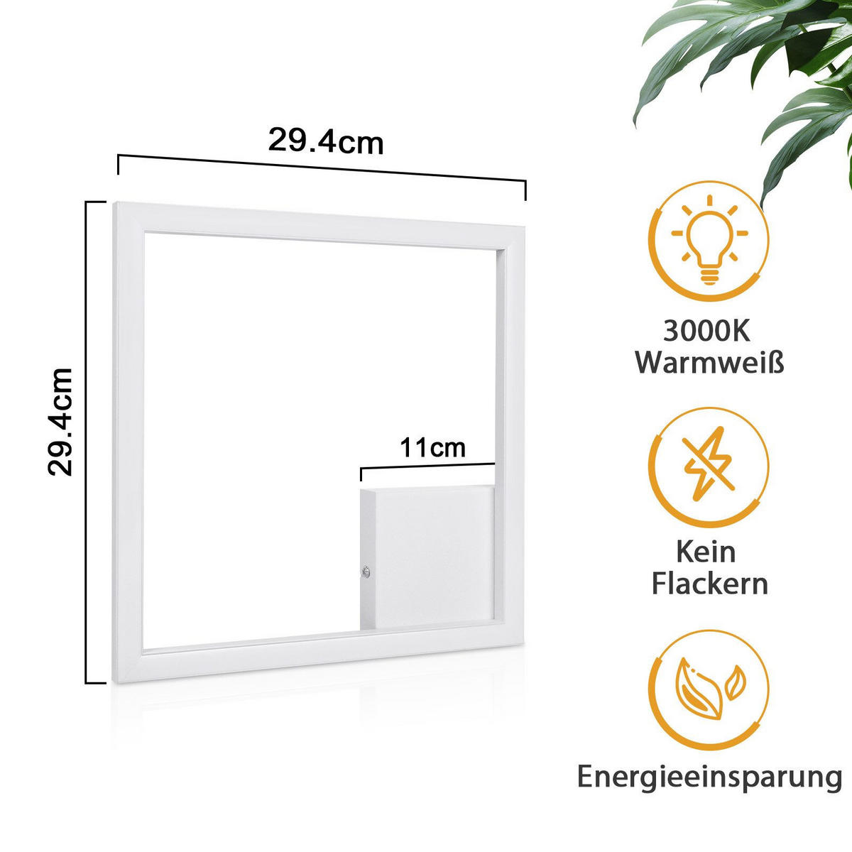 LED-DECKENLEUCHTE Eisenach 29.4/29.4/3.8 cm - Weiß, Metall (29.4/29.4/3.8cm) - Nettlife