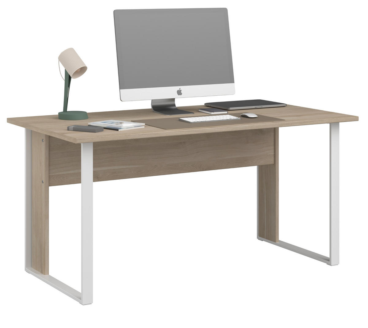 SCHREIBTISCH Eiche, weiß 150 x 80 cm, Laptoptisch für Büro und Homeoffice - Eichefarben/Weiß, Holzwerkstoff/Metall (150/73/80cm) - Parisot Meuble