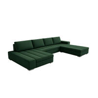 WOHNLANDSCHAFT VERONA U-Form mit Schlaffunktion, Bettkasten und Wellenfederung – Großzügiges Ecksofa 387 cm - Grün, Kunststoff (387/85/213cm) - Wohnideebilder