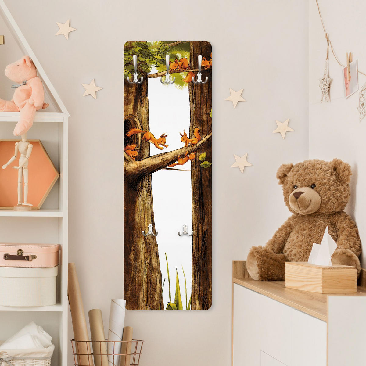 WANDGARDEROBE - Zuhause der Einhörnchen 34/105 cm - Braun, Holzwerkstoff (34/105/1.6cm) - Bilderwelten