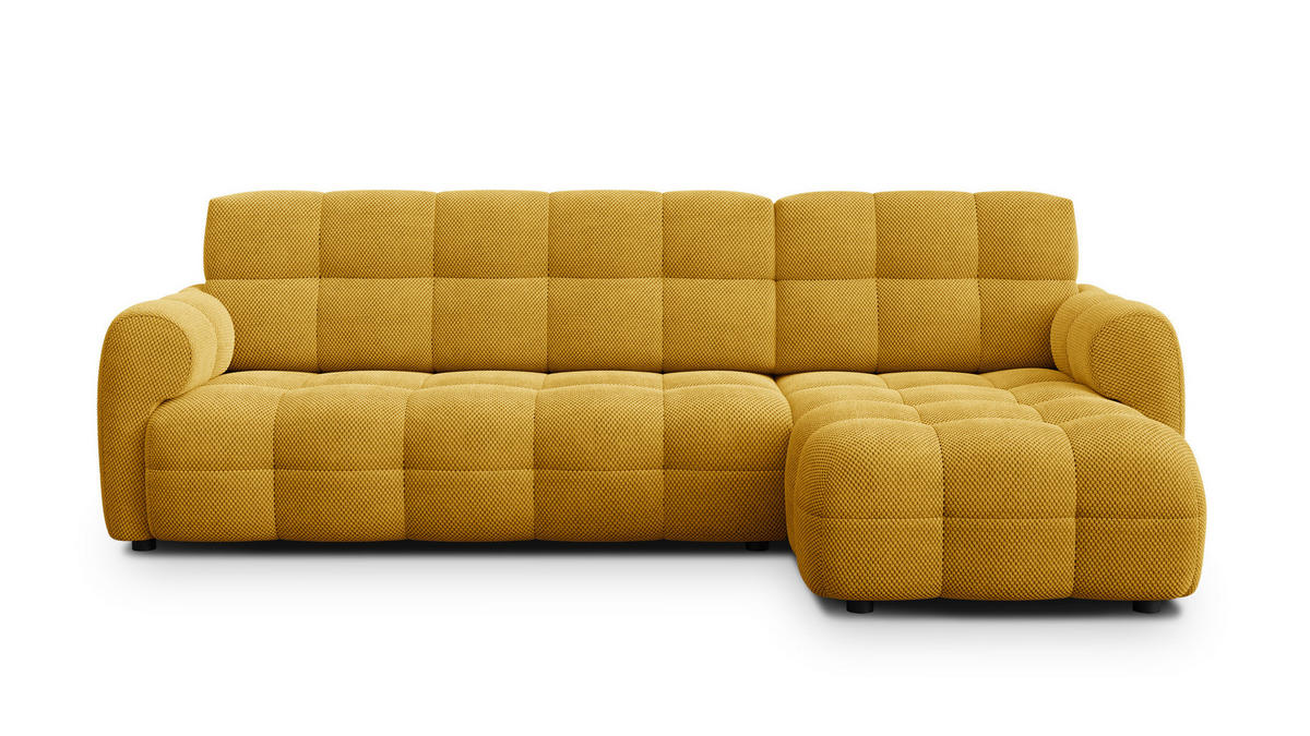 ECKSOFA MELLOW 4-Sitzer, safran - Gelb/Schwarz, Holz/Textil (262/156cm) - Courtois Laville