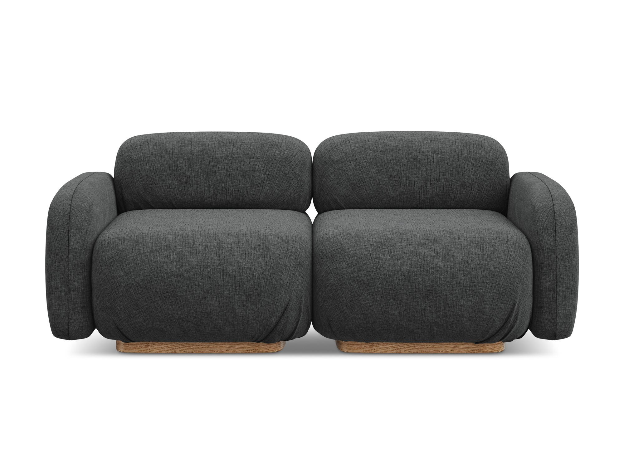3-SITZER SOFA Chenille Stoff Grau - Dunkelgrau/Braun, Holz/Textil (190/73/95cm) - Makamii