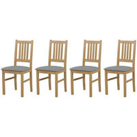 STUHL Bos 1 (4er Set) - Eichefarben/Nickelfarben, Holz (43/94/40cm) - Leaf Design