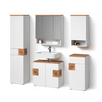 BADMÖBEL-SET Tanaro Weiß 5 Teile - Weiß/Eiche Artisan, Holzwerkstoff (73/64/37cm) - Livinity®