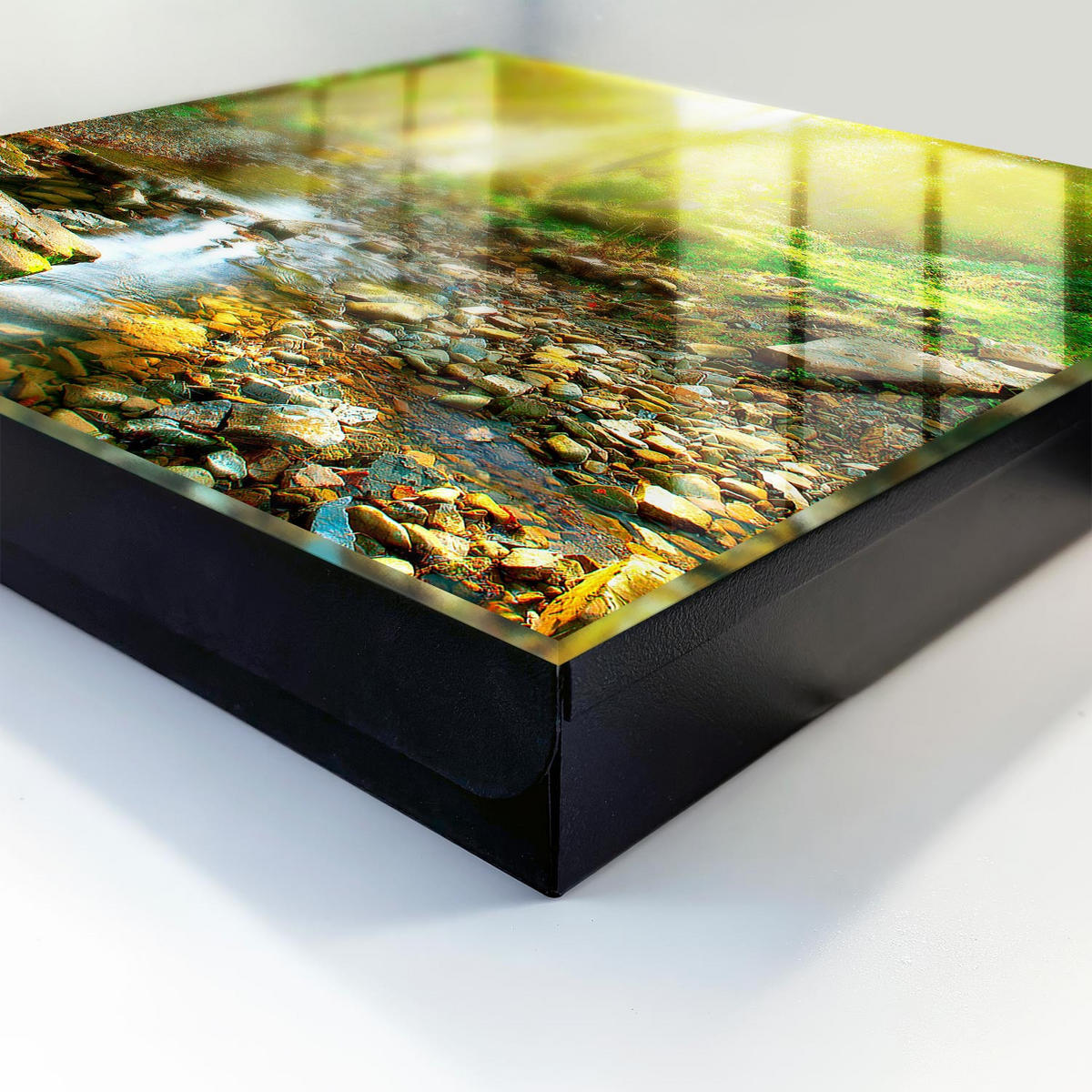 SCHLÜSSELBOX Schwarz 30x30 cm- Türöffnung nach rechts - Waldbach - Grün, Metall (30/30/5cm) - TULUP
