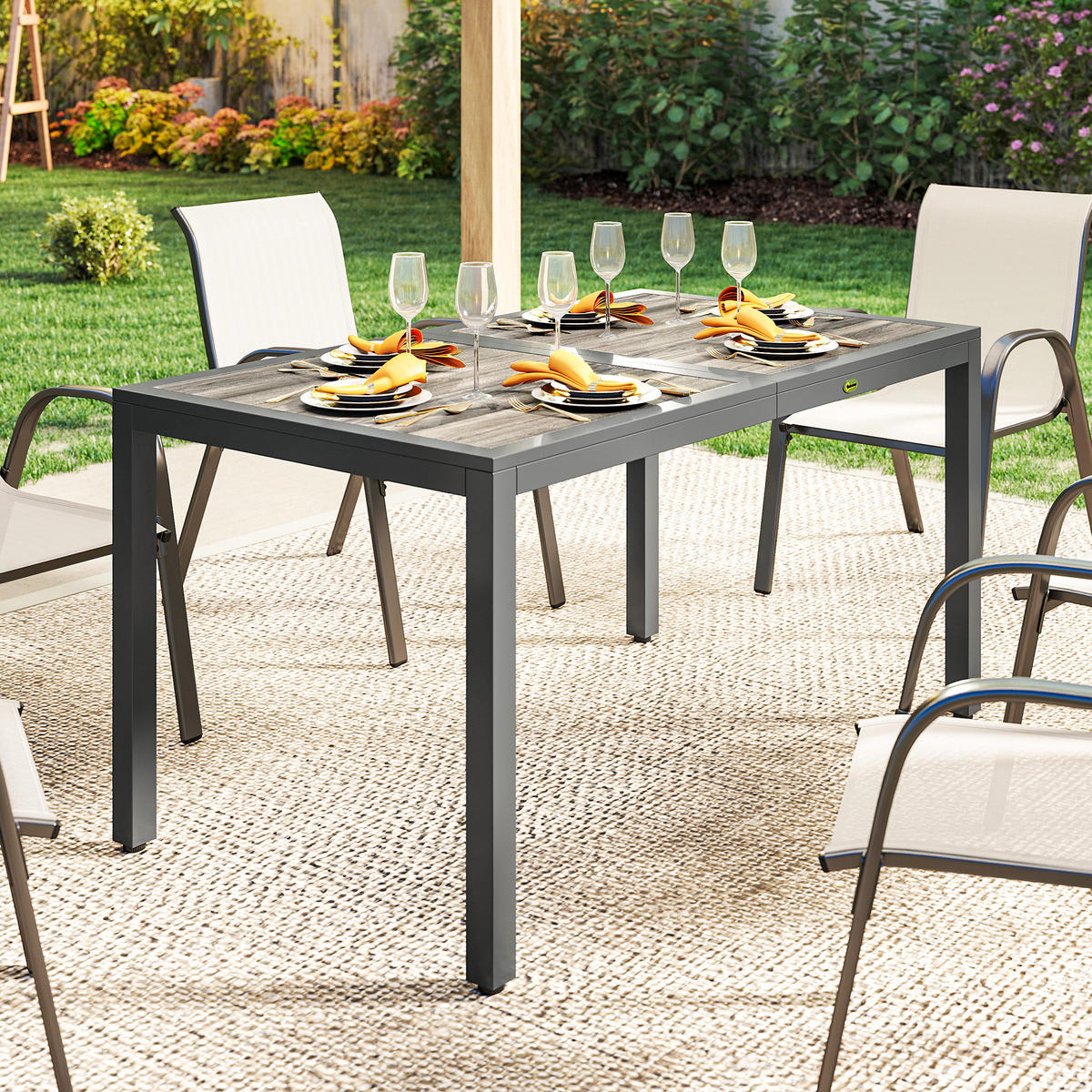 GARTENTISCH DE-14229 140x80 cm Dunkelgrau - Dunkelgrau, Metall (140/80/72cm) - ComfortXL