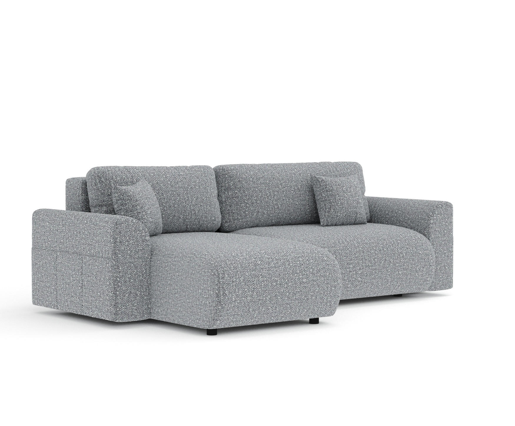 ECKSOFA MIT SCHLAFFUNKTION Bodega Grau Plüschstoff - Schwarz/Grau, Holz/Holzwerkstoff (235/138cm) - Maison de Reve