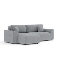 ECKSOFA MIT SCHLAFFUNKTION Bodega Grau Plüschstoff - Schwarz/Grau, Holz/Holzwerkstoff (235/138cm) - Maison de Reve