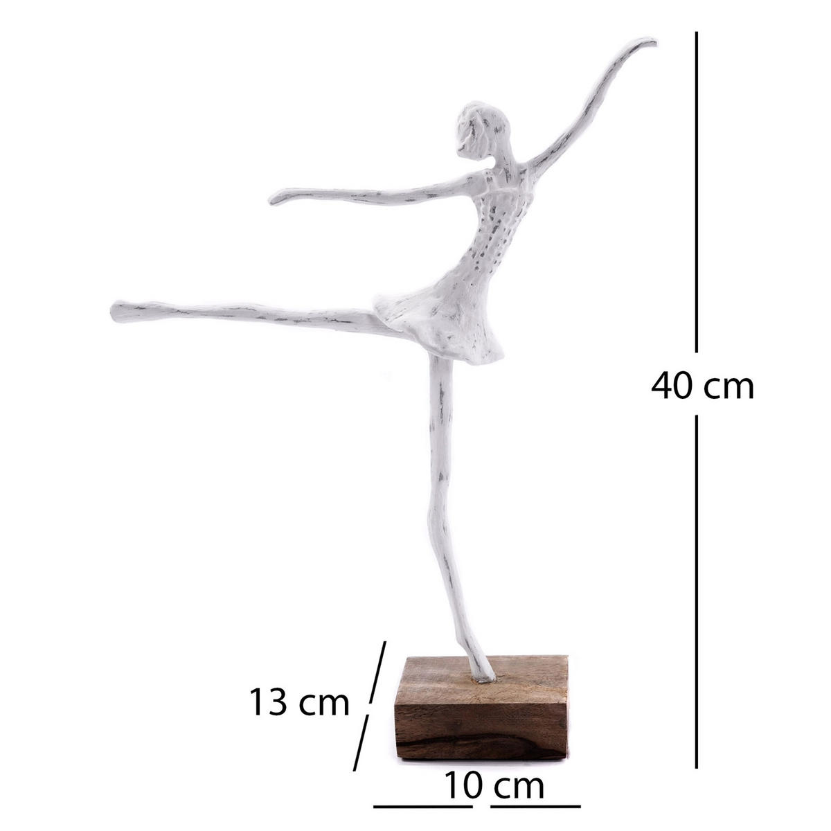 SKULPTUR BALLERINA I Mangoholz weiß-natur - Weiß, Holz (33/40/10cm) - CREEDWOOD