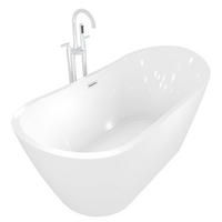 FREISTEHENDE Badewanne Wanne F03 180x89cm mit Armatur AF03 - Weiß, Glas/Kunststoff (80/72/180cm) - AcquaVapore by Sandra Jentho