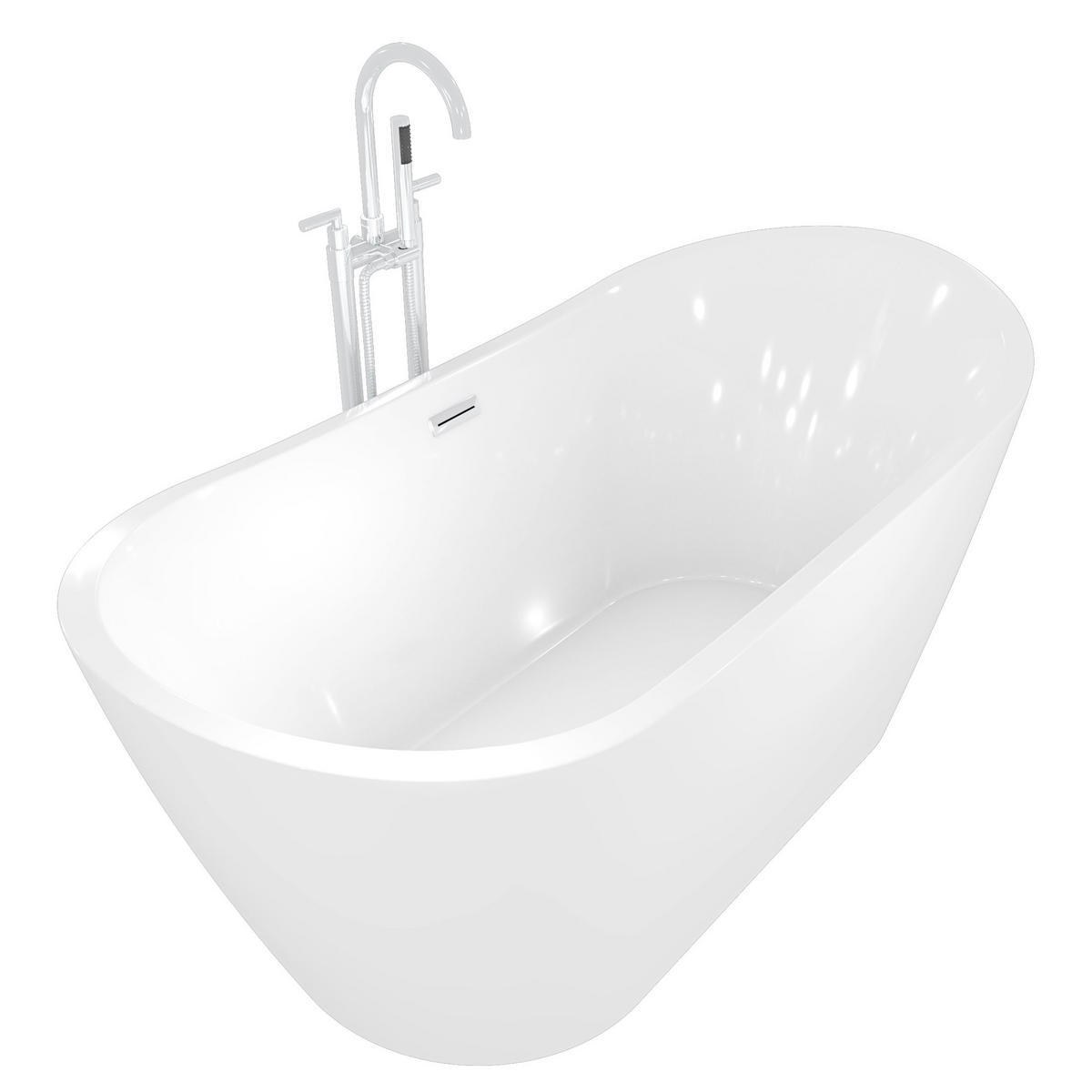 FREISTEHENDE Badewanne Wanne F03 180x89cm mit Armatur AF03 - Weiß, Glas/Kunststoff (80/72/180cm) - AcquaVapore by Sandra Jentho