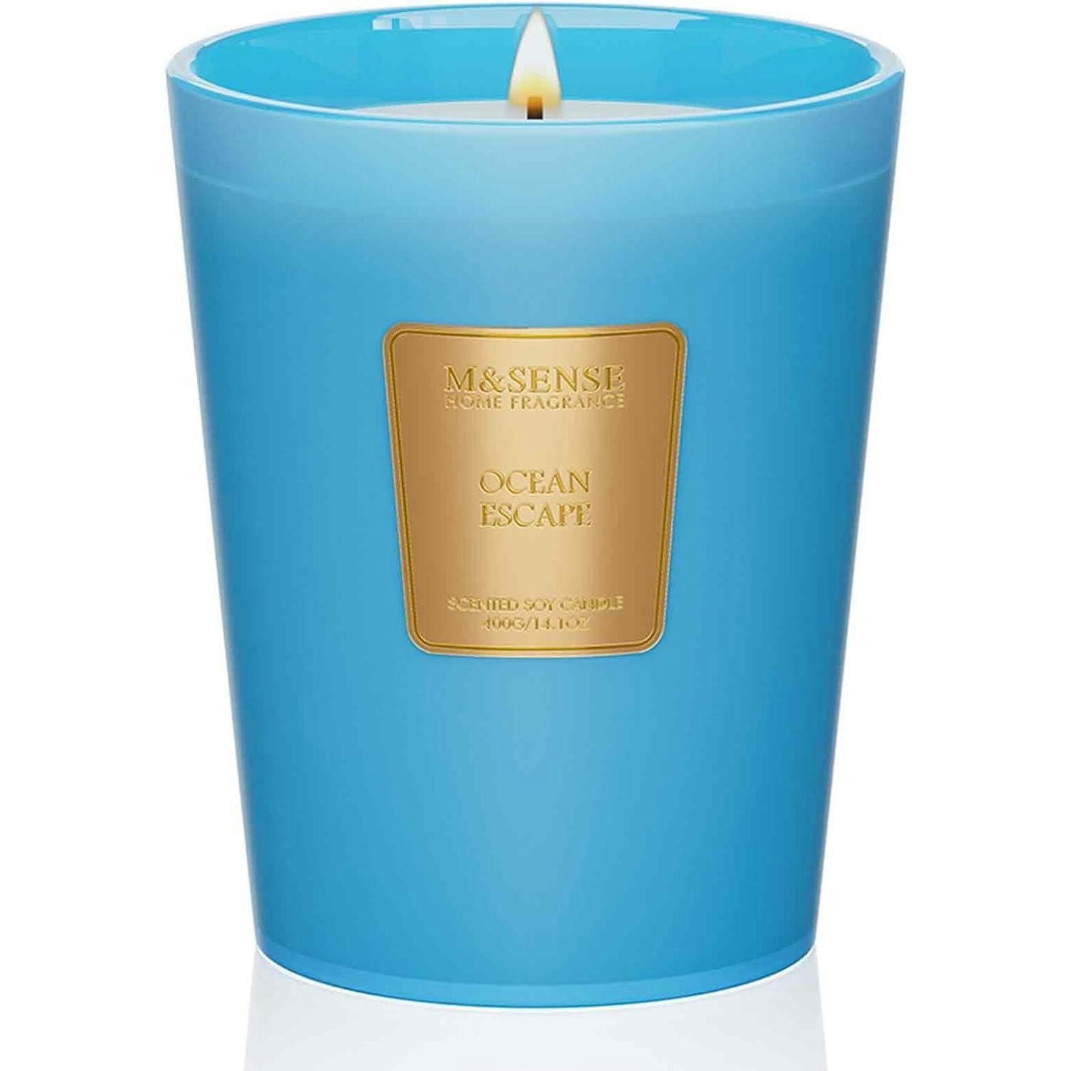 DUFTKERZE Ocean Escape Sojawachskerze 400g 75h Brenndauer - Blau, Paraffin (12.7cm)