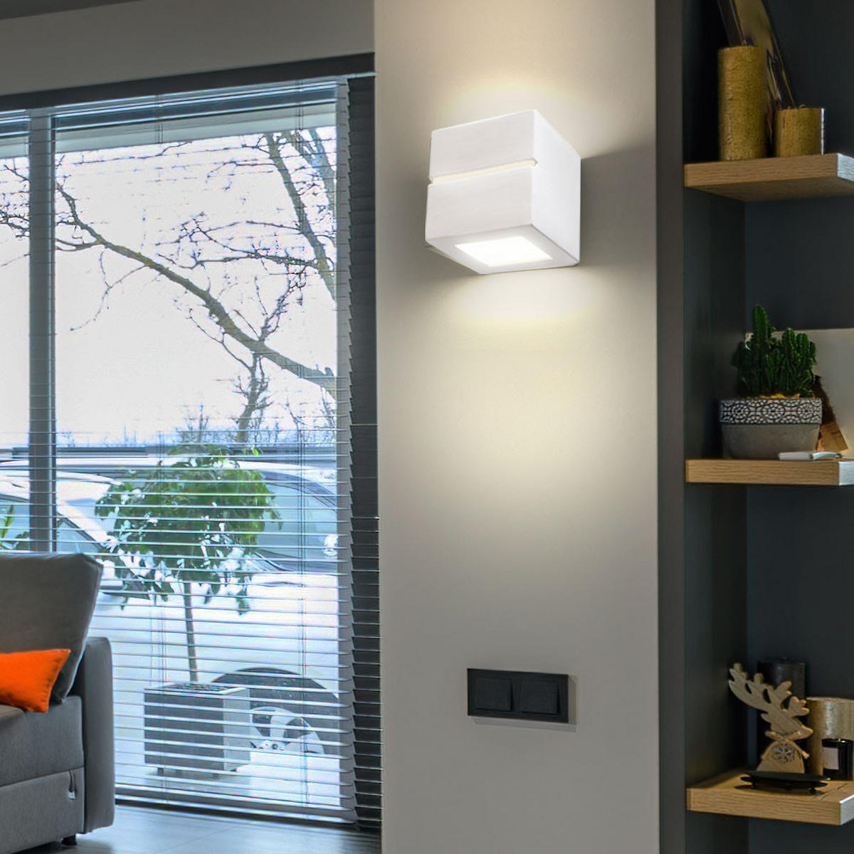 WANDLEUCHTE Keramik Weiß Up & Down Beleuchtung - Weiß, Keramik (15/15/15cm)