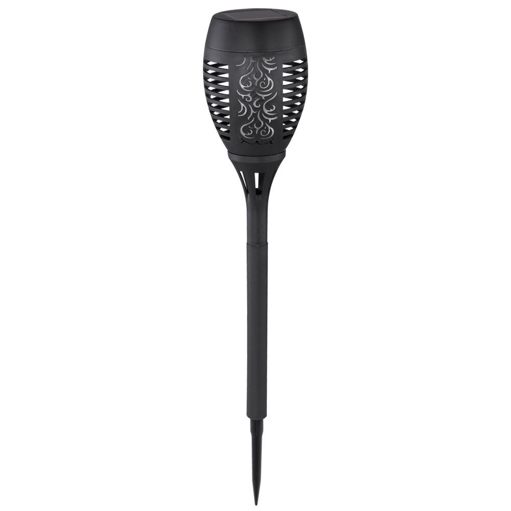 LED AUSSENLEUCHTE Solar Feuereffekt Schwarz - Schwarz, Kunststoff (9.5/9.5/49.5cm) - Globo Lighting